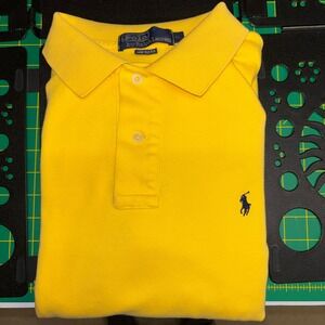Polo Ralph Lauren Mens XL Yellow Short Sleeve Pique Polo Shirt Made in USA VTG